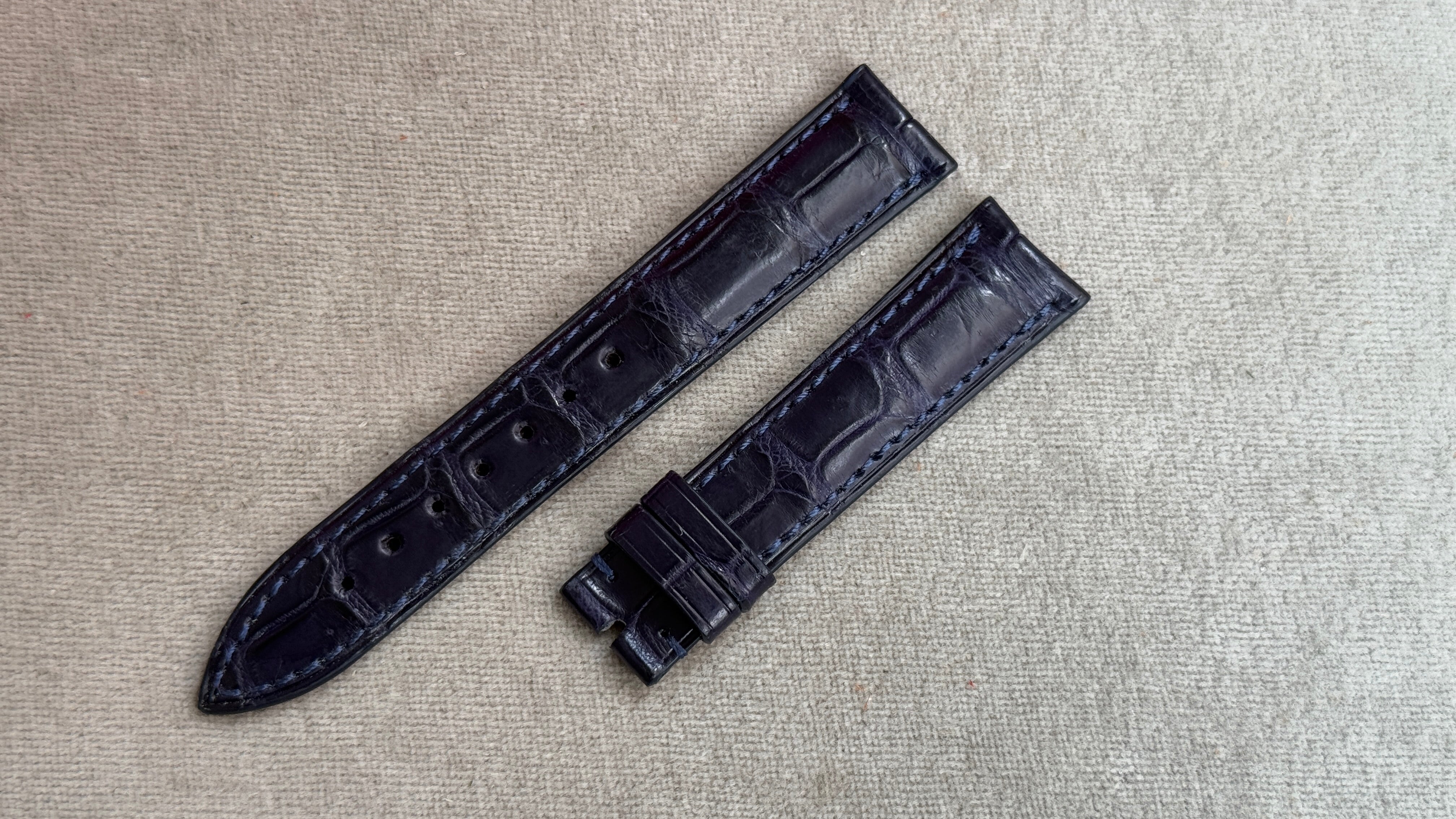 極美品✨謹製【松下庵】クロコ台座ベルト　マットダークネイビーラグ幅20ミリ 極美品✨謹製【松下庵】クロコ台座ベルト マットダークネイビー
