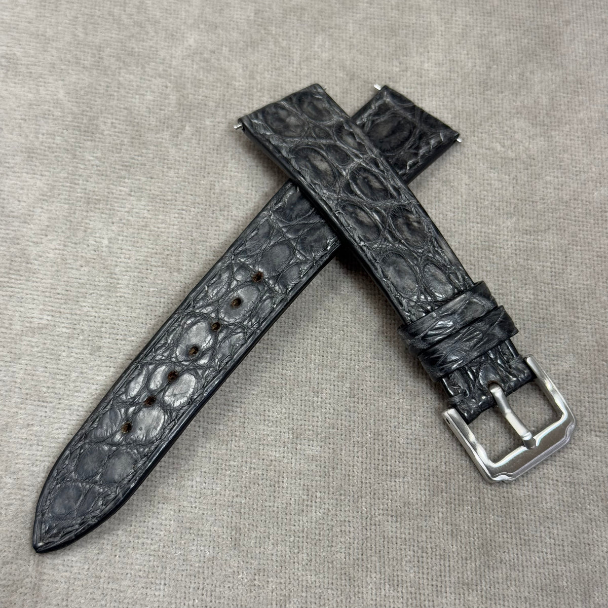 クロコダイル シャイニーシアン 19-16mm 松下庵USED 革　レザー　時計 クロコダイル シャイニーシアン 19-16mm 松下庵USED 革 レザー 時計