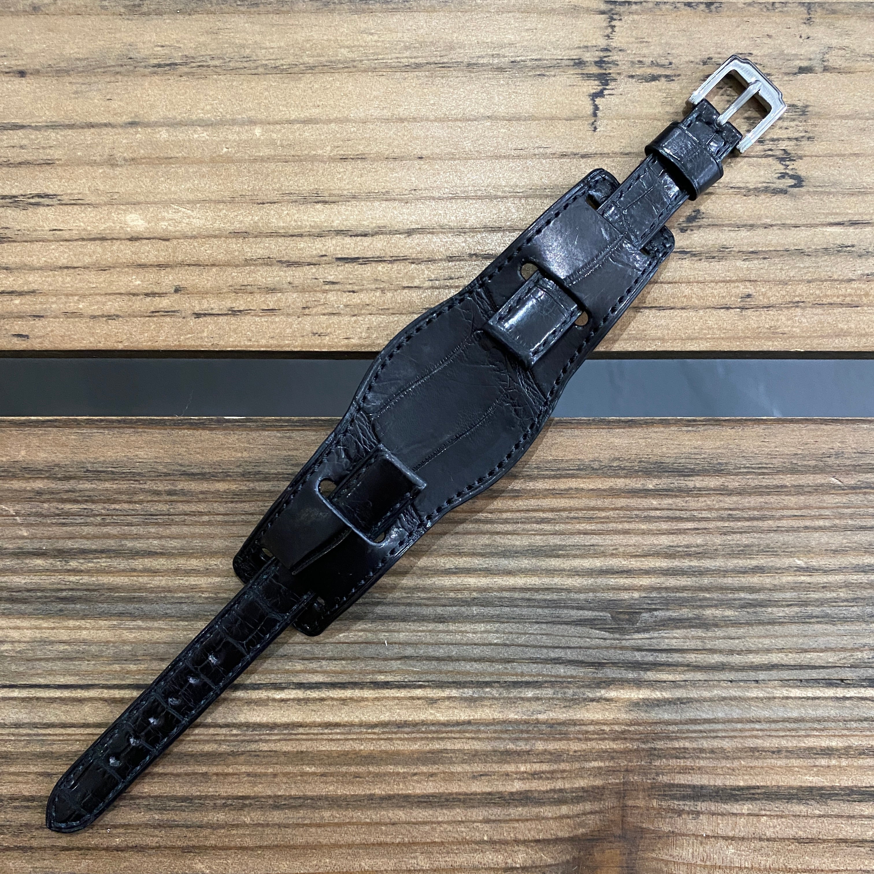 【カスタムストラップ 】035 マットブラック 13mm【クロコダイル】