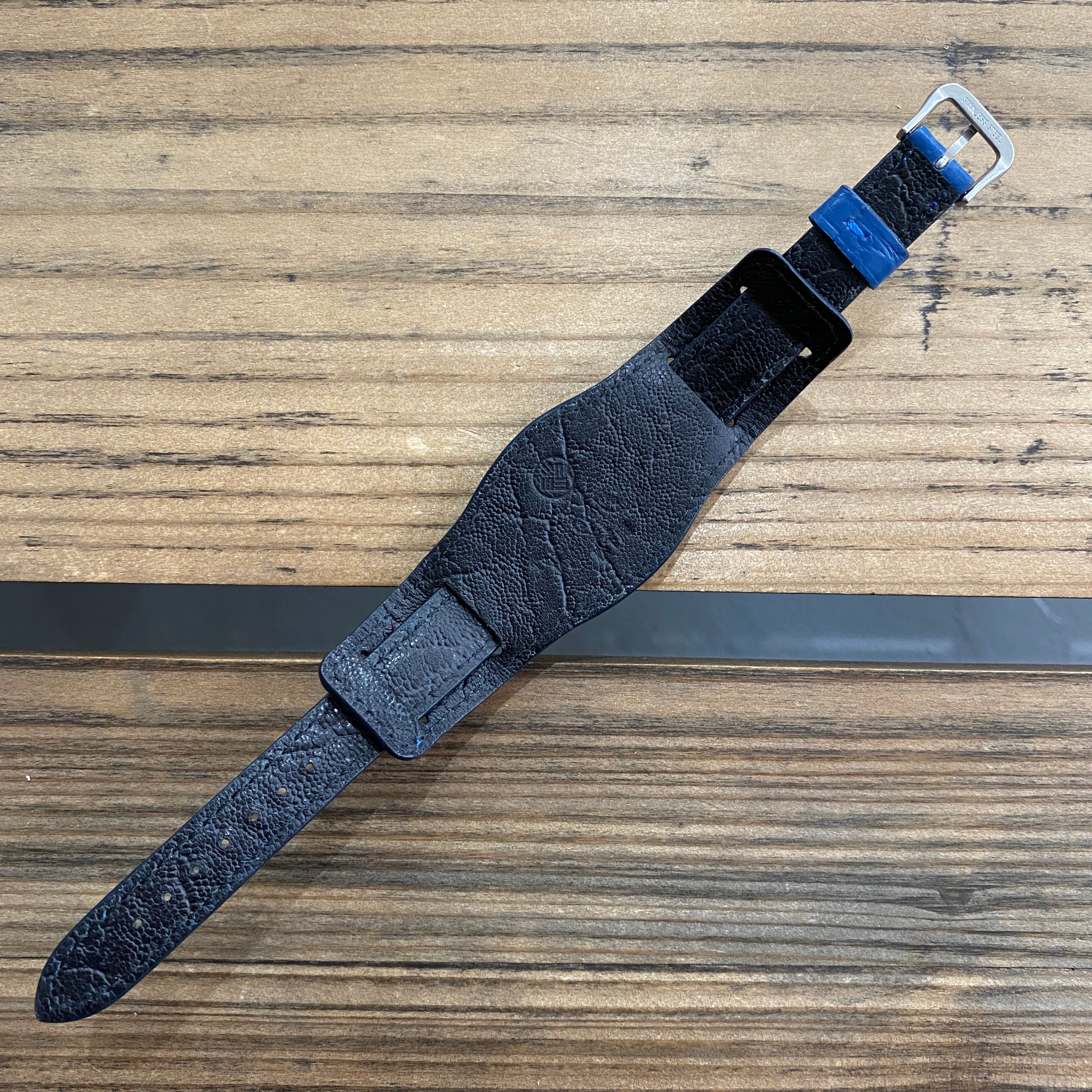 【カスタムストラップ 】035 マットブルー 16mm【クロコダイル】