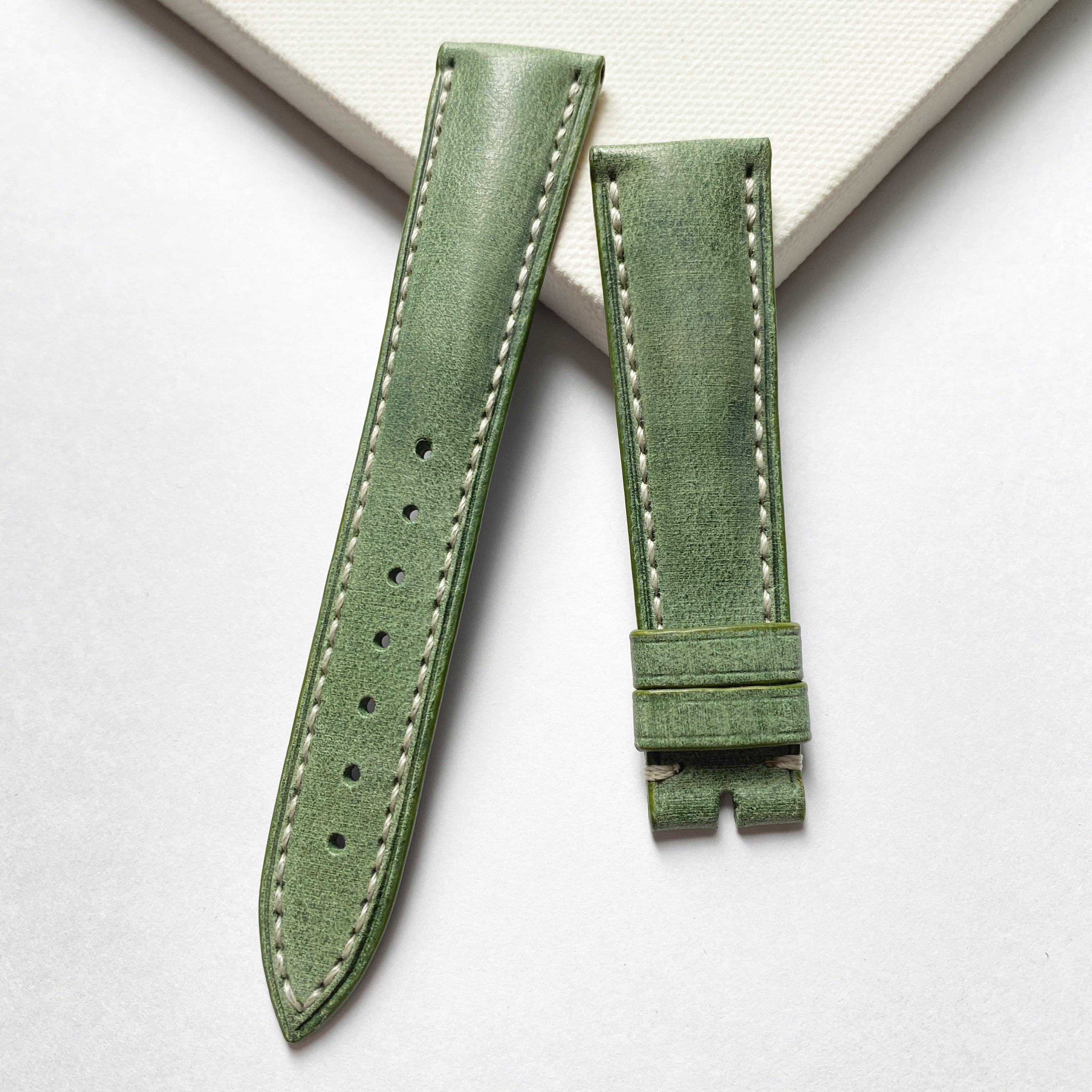 牛革 パラフィングリーン 腕時計 革ベルト ストラップ