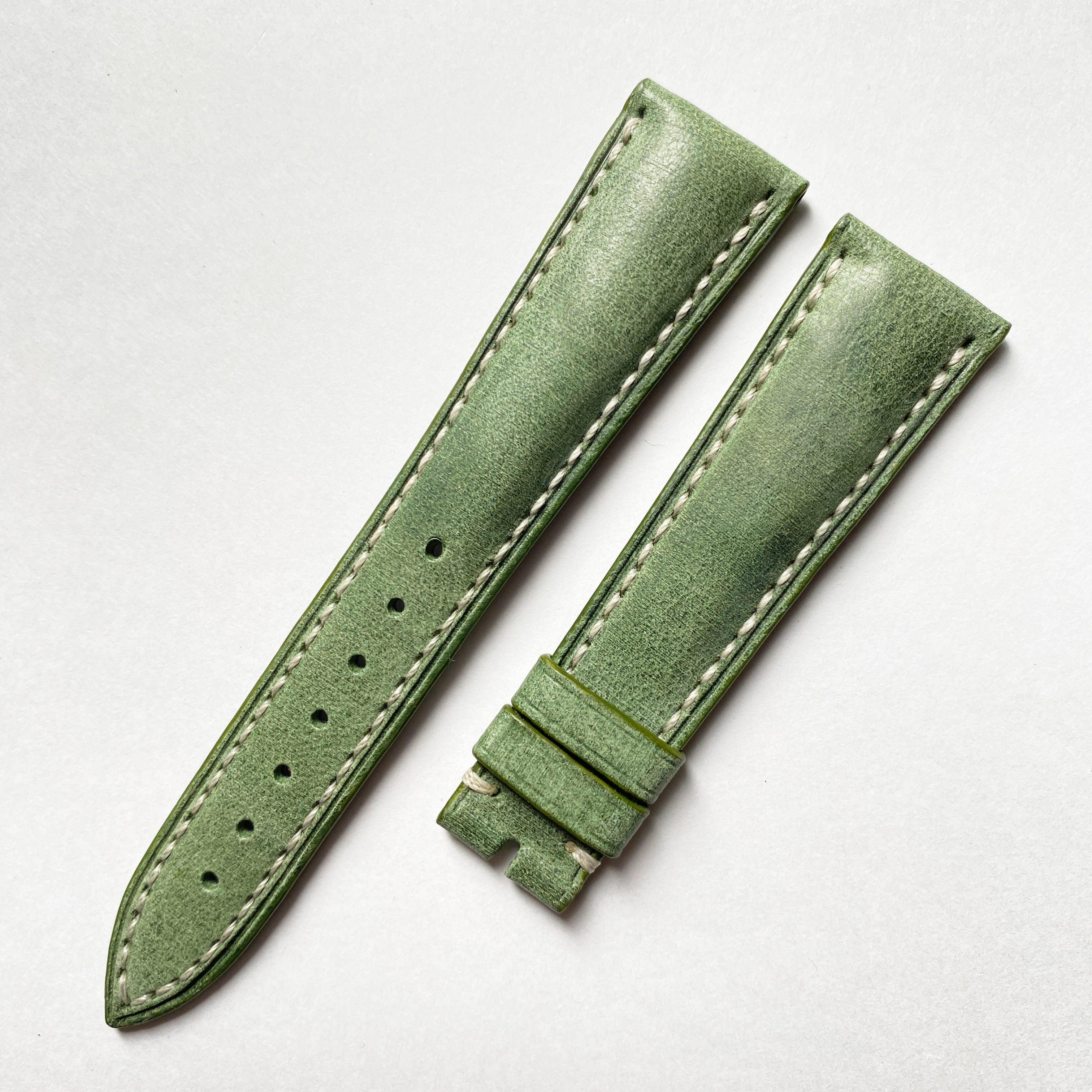 牛革 パラフィングリーン 腕時計 革ベルト ストラップ