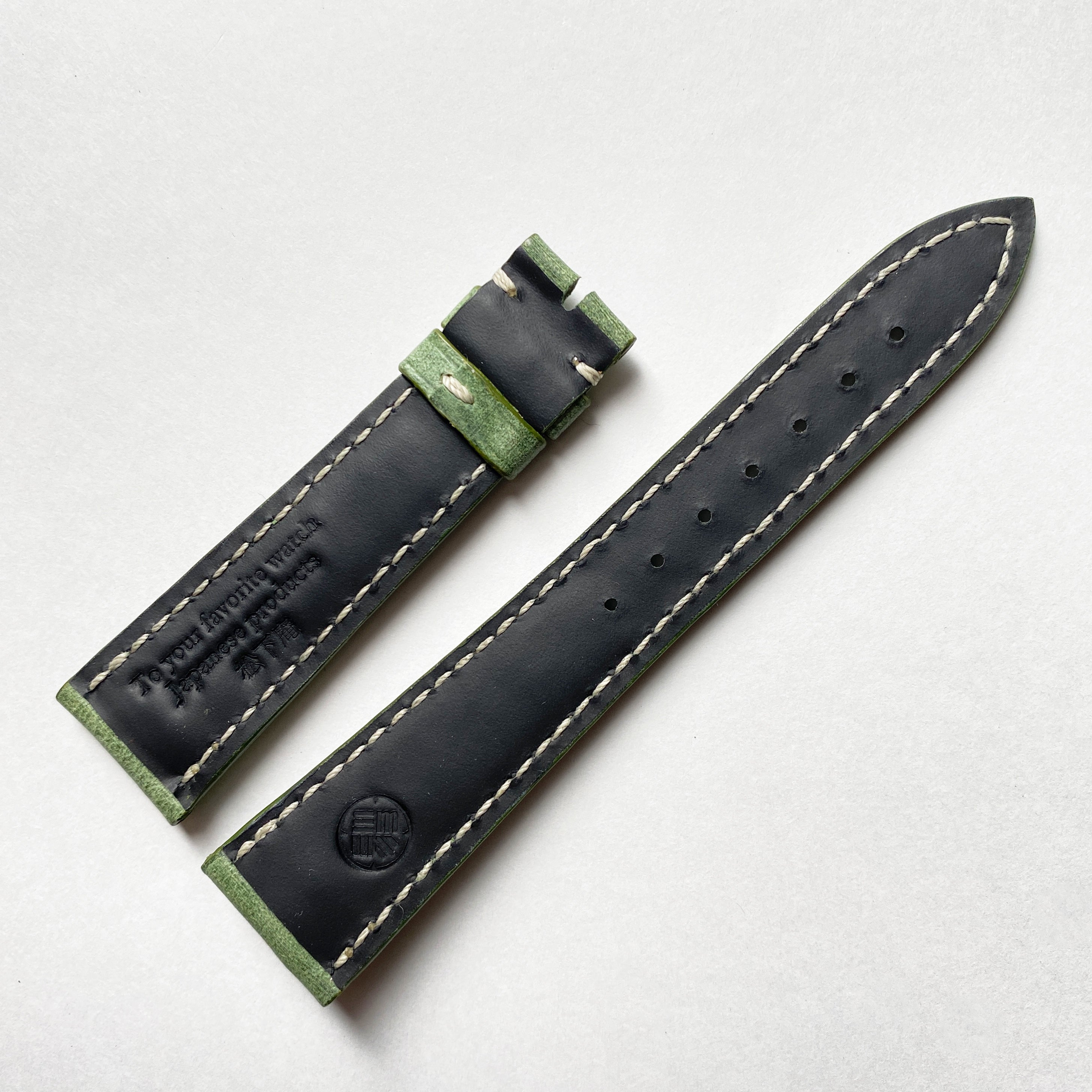 牛革 パラフィングリーン 腕時計 革ベルト ストラップ
