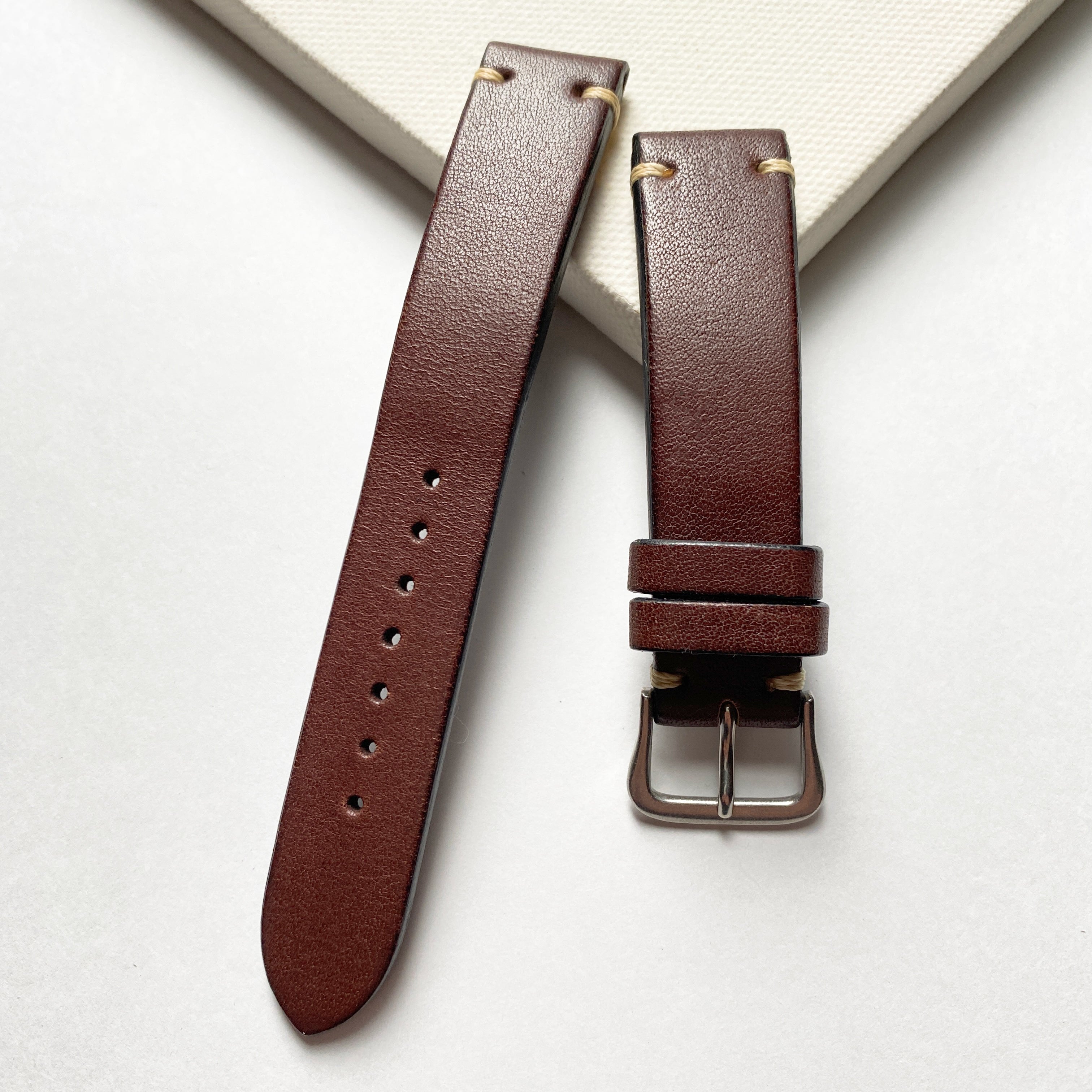 牛革 サイドステッチ ブラウン 腕時計 革ベルト ストラップ牛革 サイドステッチ ブラウン 腕時計 革ベルト ストラップ
