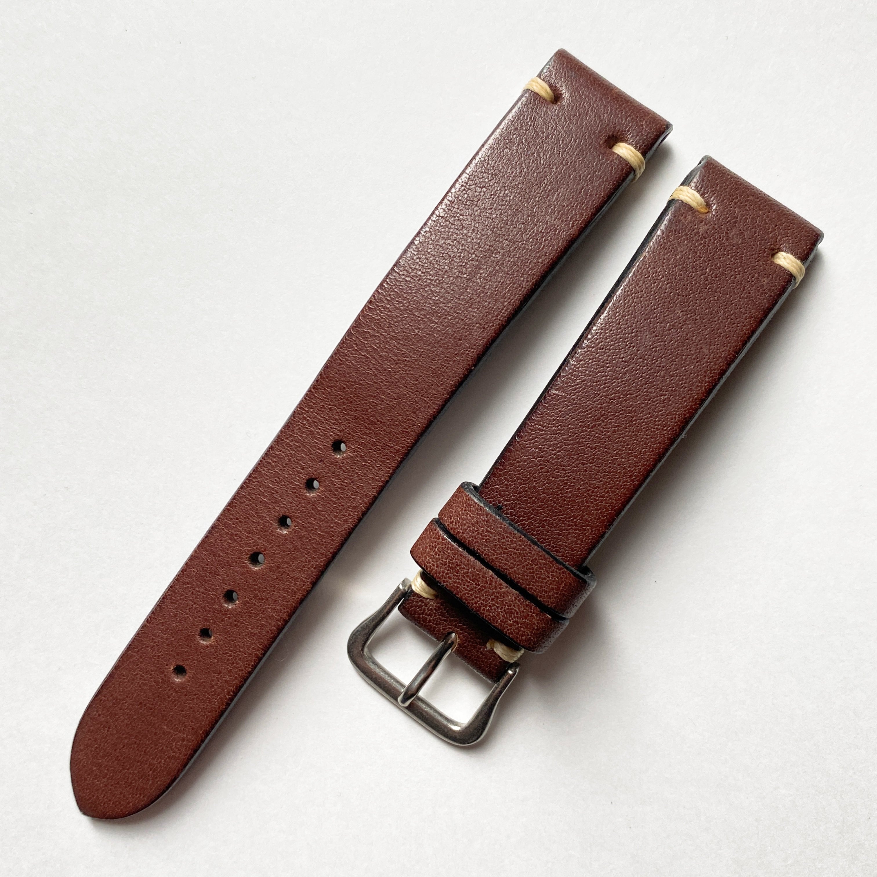 牛革 サイドステッチ ブラウン 腕時計 革ベルト ストラップ