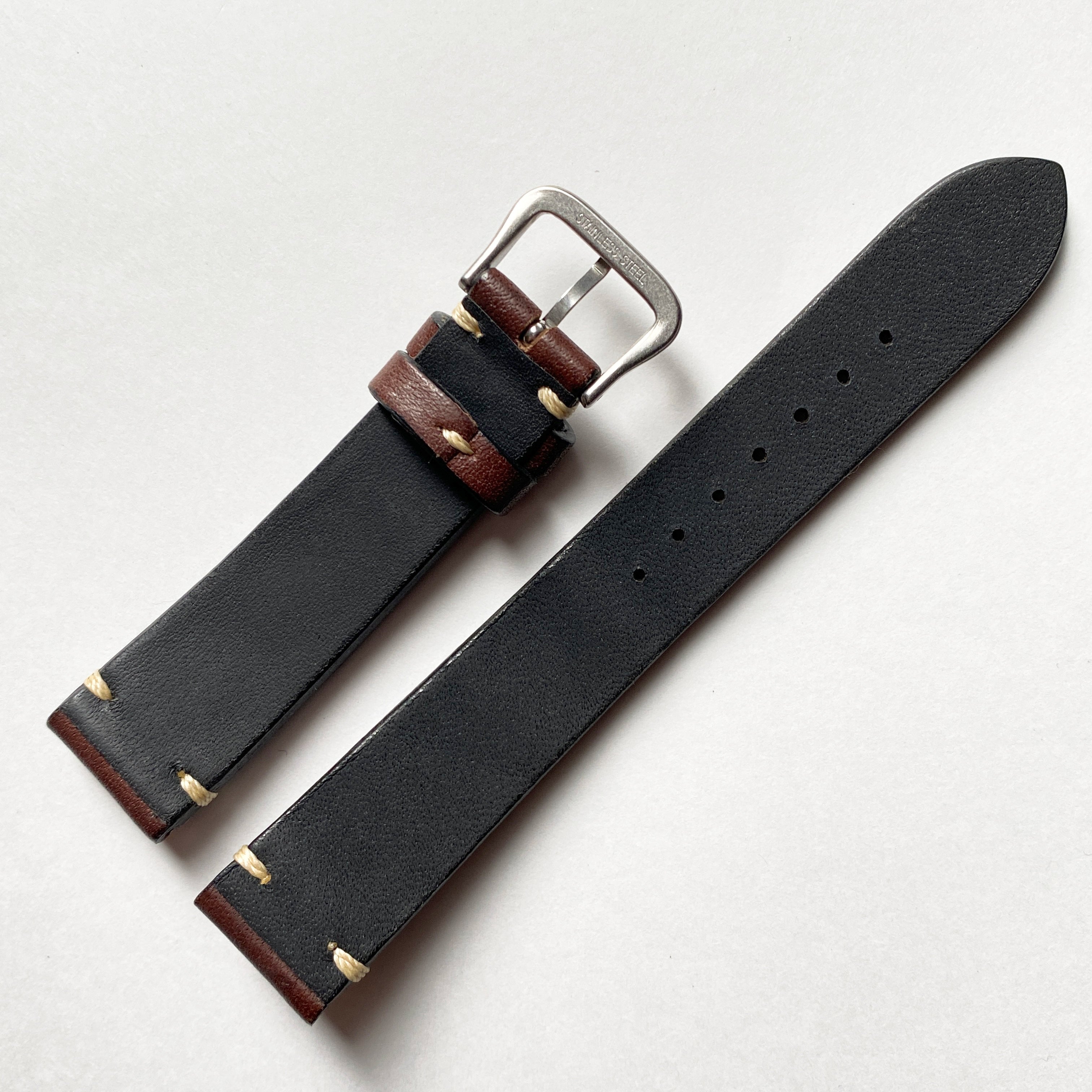 牛革 サイドステッチ ブラウン 腕時計 革ベルト ストラップ