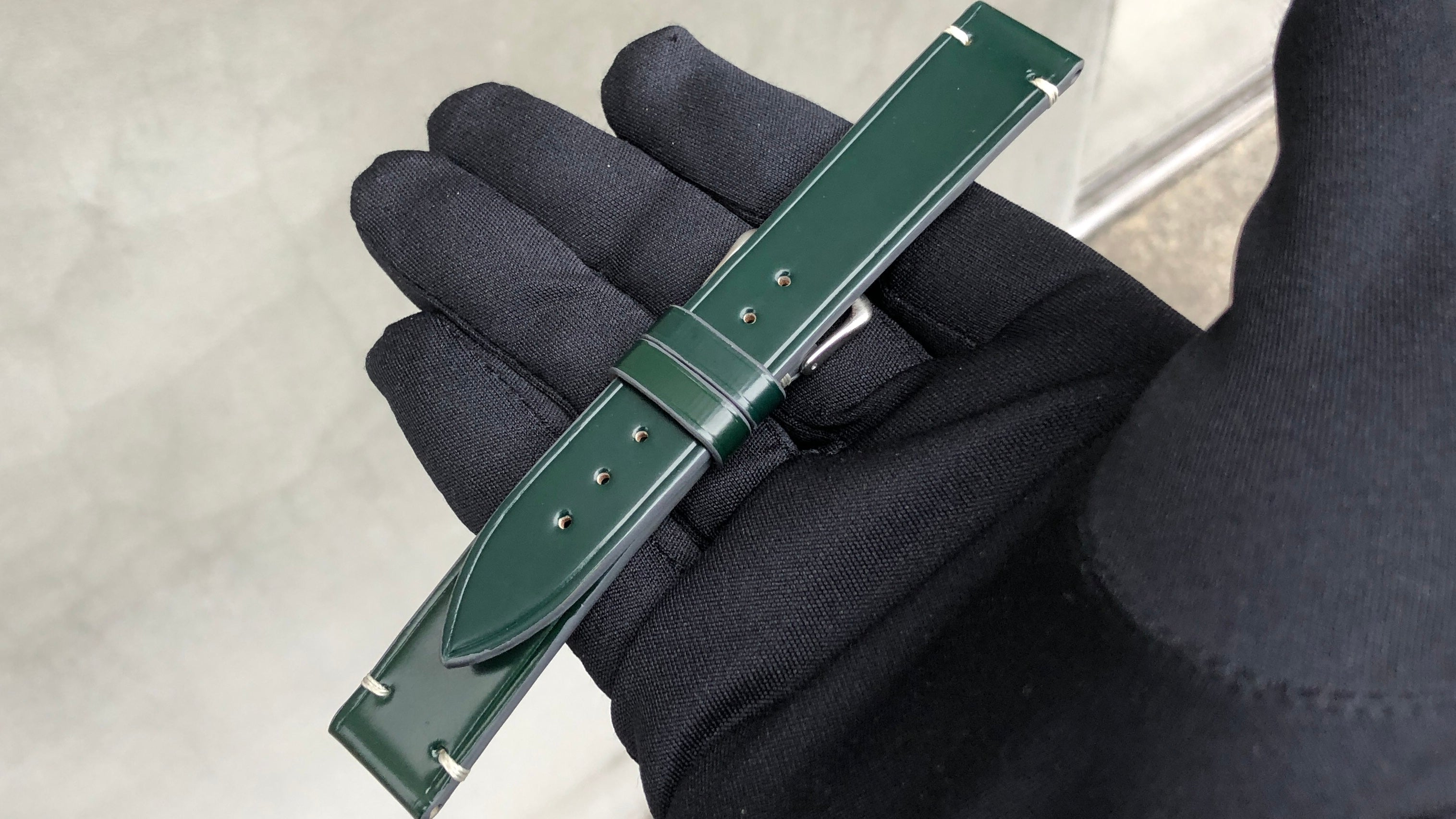 18-14mm 松下庵　ブラッククロコ 松下庵】腕時計用ハンドメイドストラップのビスポーク製作・販売