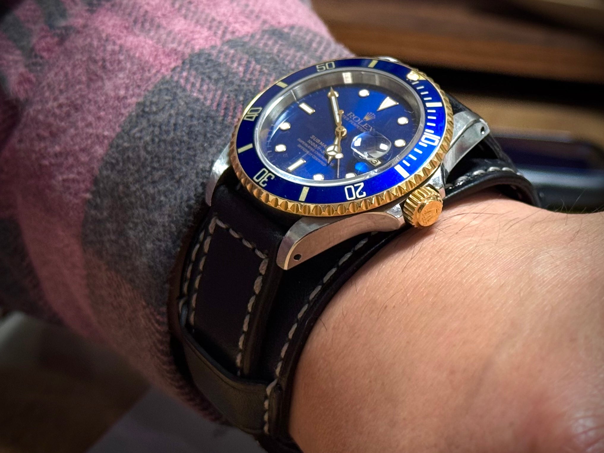 Rolex Submariner 16613｜P型 台座カスタム ベンズレザー ブラック
