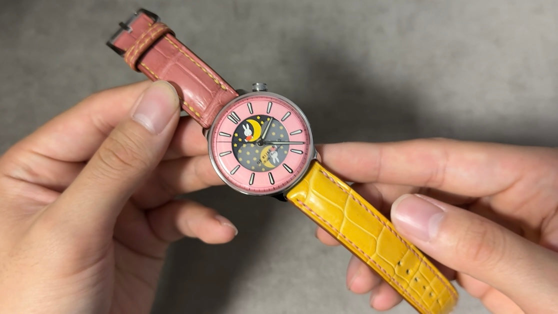 De Rijke & Co. Miffy Double Moonphase｜マットクロコダイル ピンク&イエロー