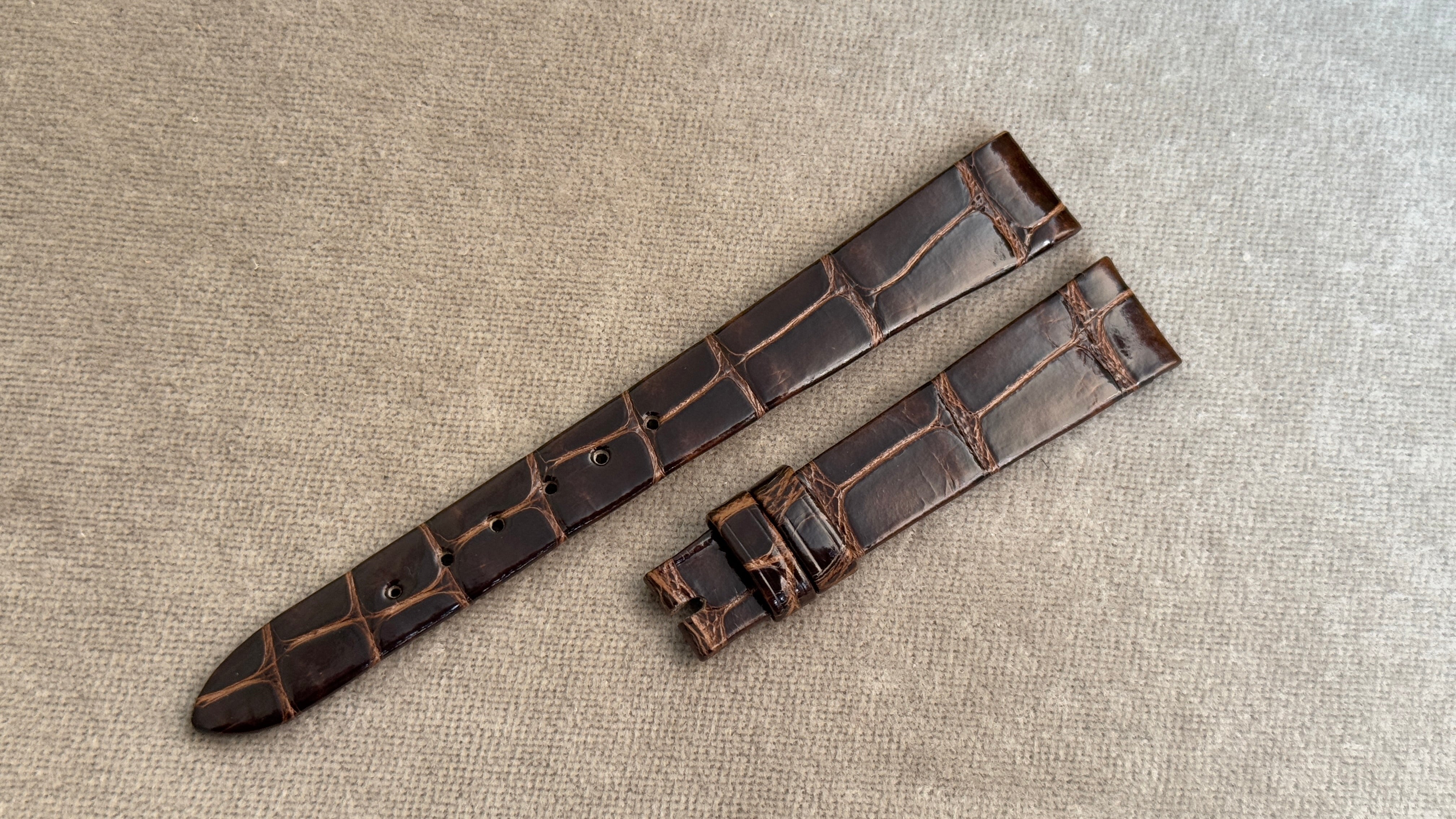 松下庵　18-14玉斑クロコダイルベルト　ダークブラウン　新品未使用品 R社｜クロコダイル｜シャイニーダークブラウン – 松下庵