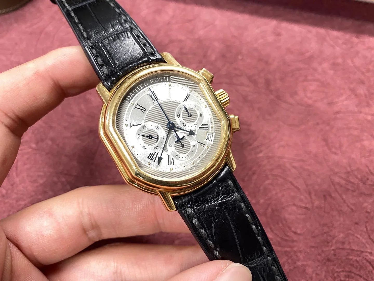 【製作事例】DANIEL ROTH スポーツクロノグラフ × クロコダイル マットブラック - 松下庵