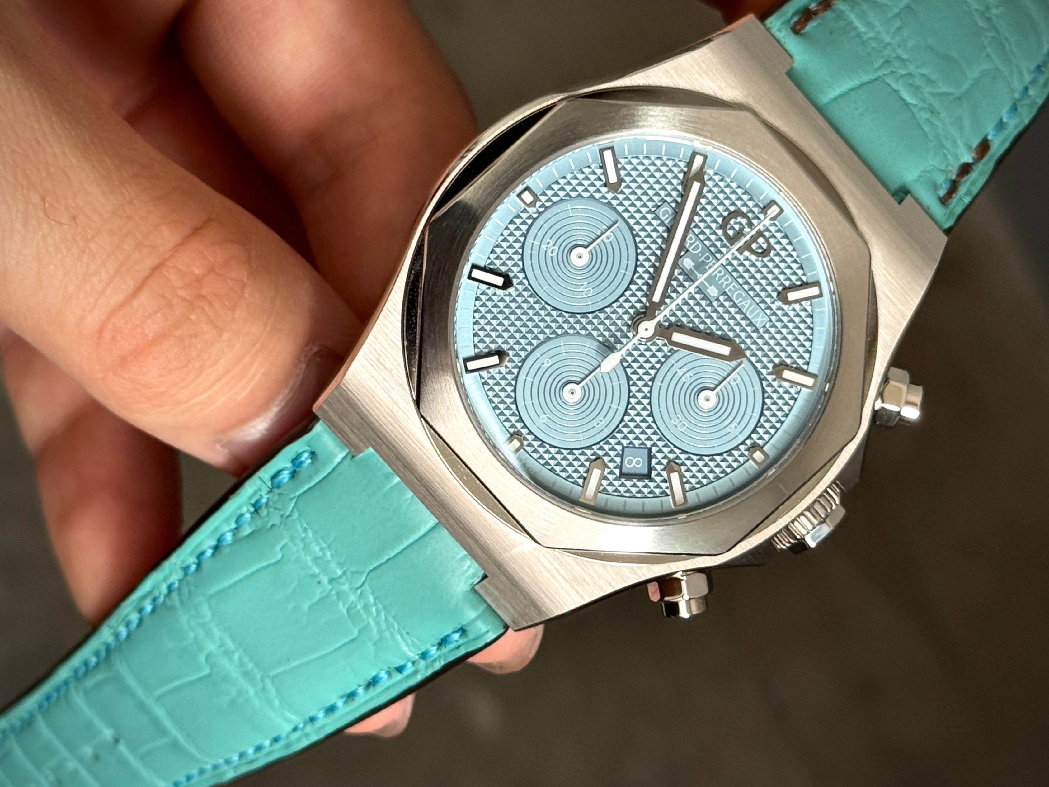 【製作事例】Girard-Perregaux ロレアート アイスブルー × ターコイズストラップ - 松下庵