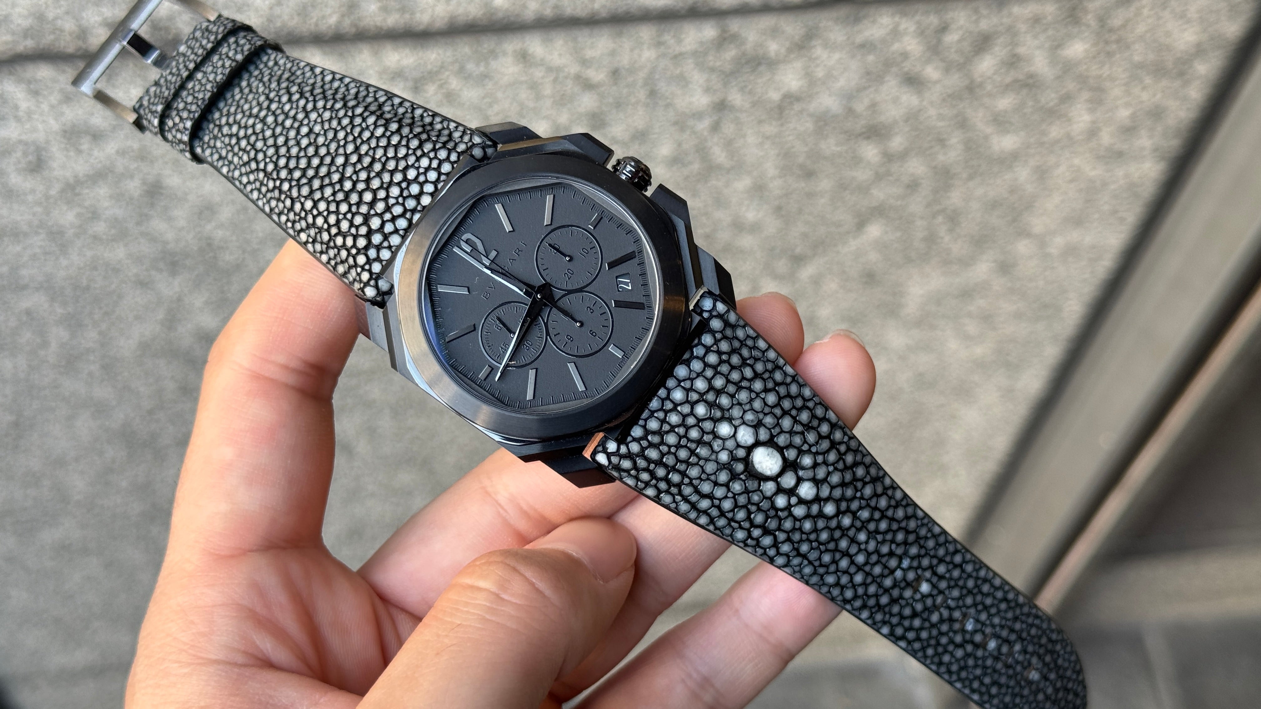 【製作事例】ブルガリ オクト フィニッシモ クロノグラフ × ガルーシャ ブラックストラップ - 松下庵