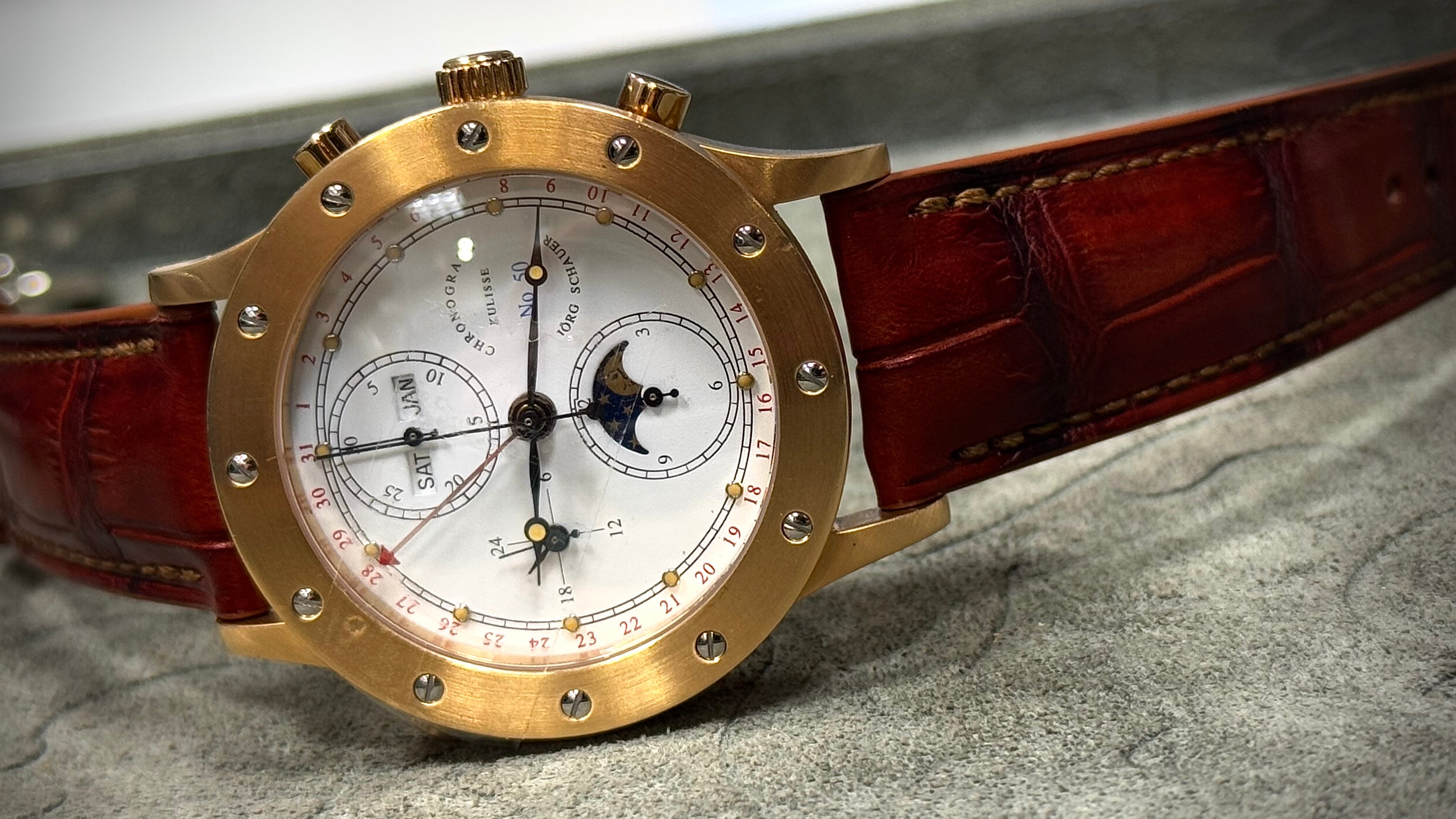 【オーダーストラップ製作事例】ヨルク シャウアー Kulisse No.50 × レッドブラウン クロコダイル - 松下庵