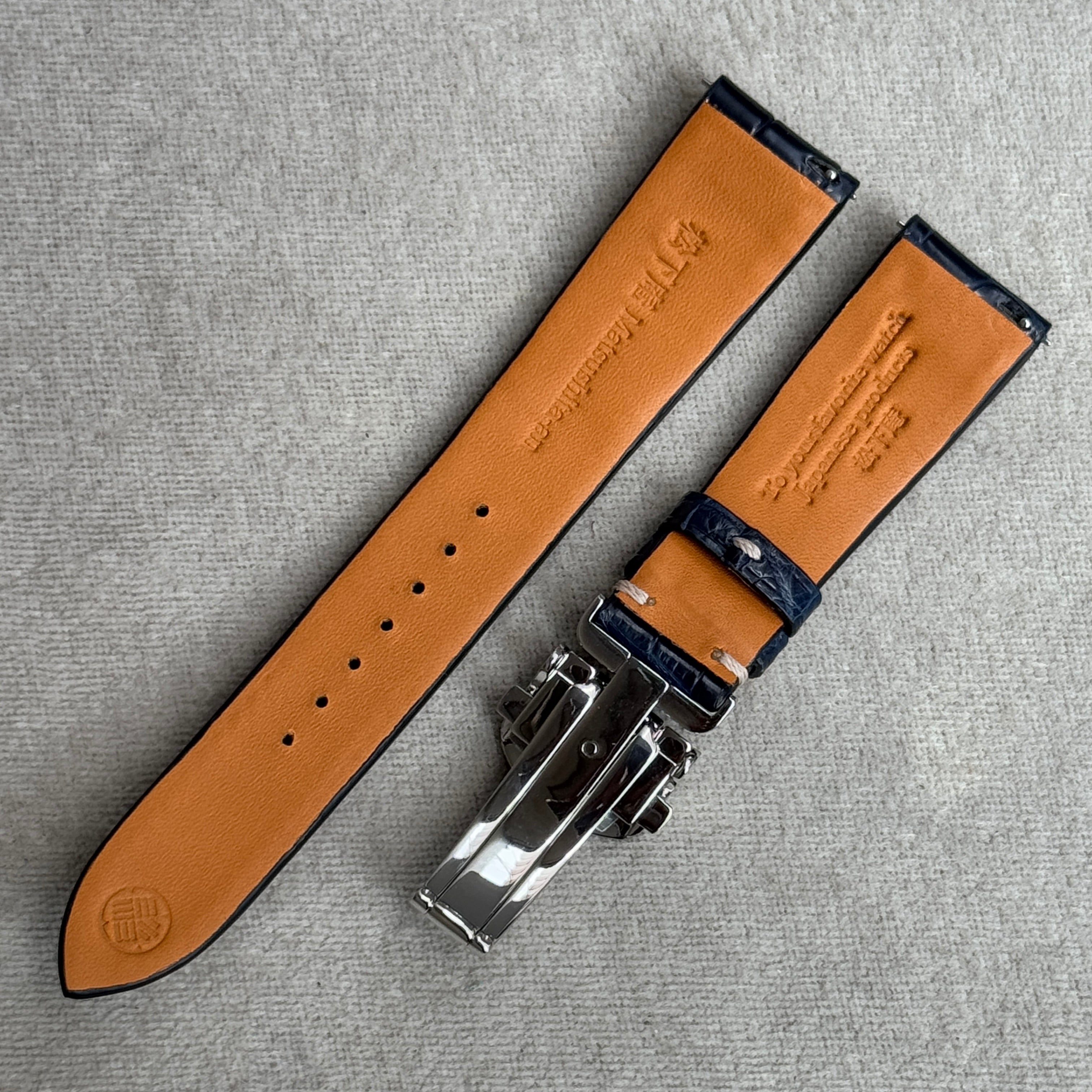 クロコダイル｜藍染｜片開きDバックル｜21-18mm – 松下庵