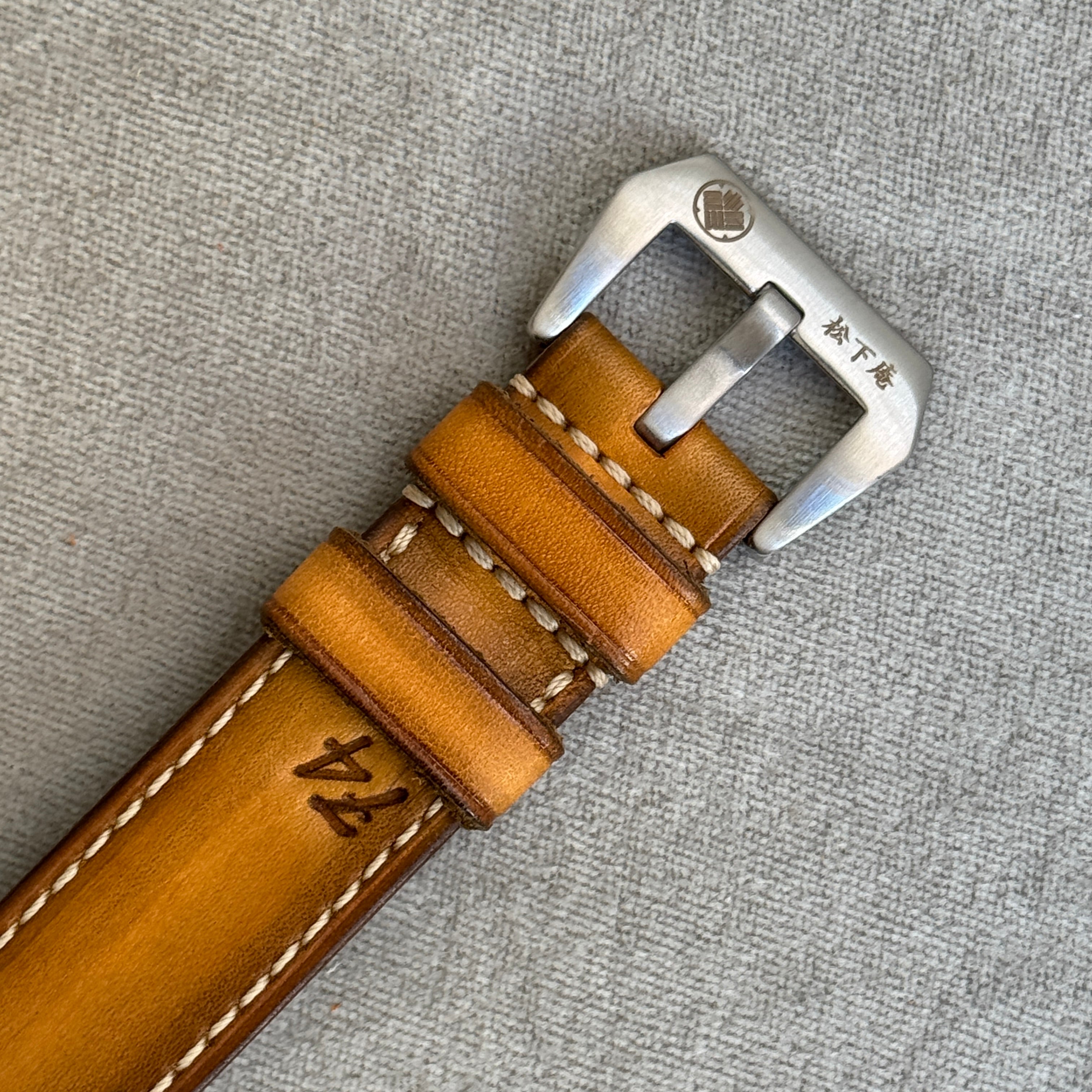 松下庵　M74ストラップ 24mm 松下庵 パネライ用 M74ストラップ レッドブラウン 24-24mm 新品