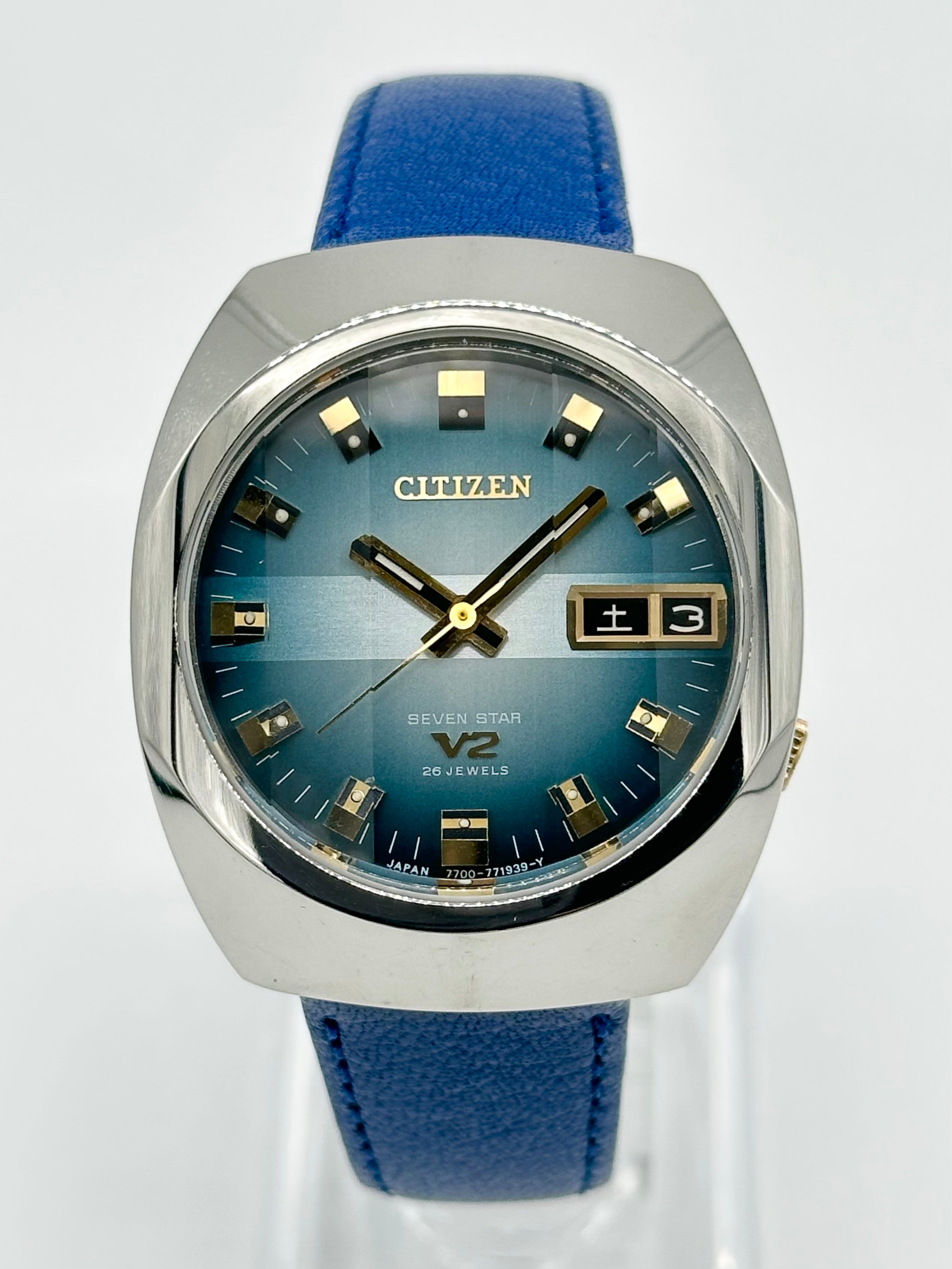 時計/WATCH】シチズン セブンスターV2 ブルー文字盤 カットガラス 自動