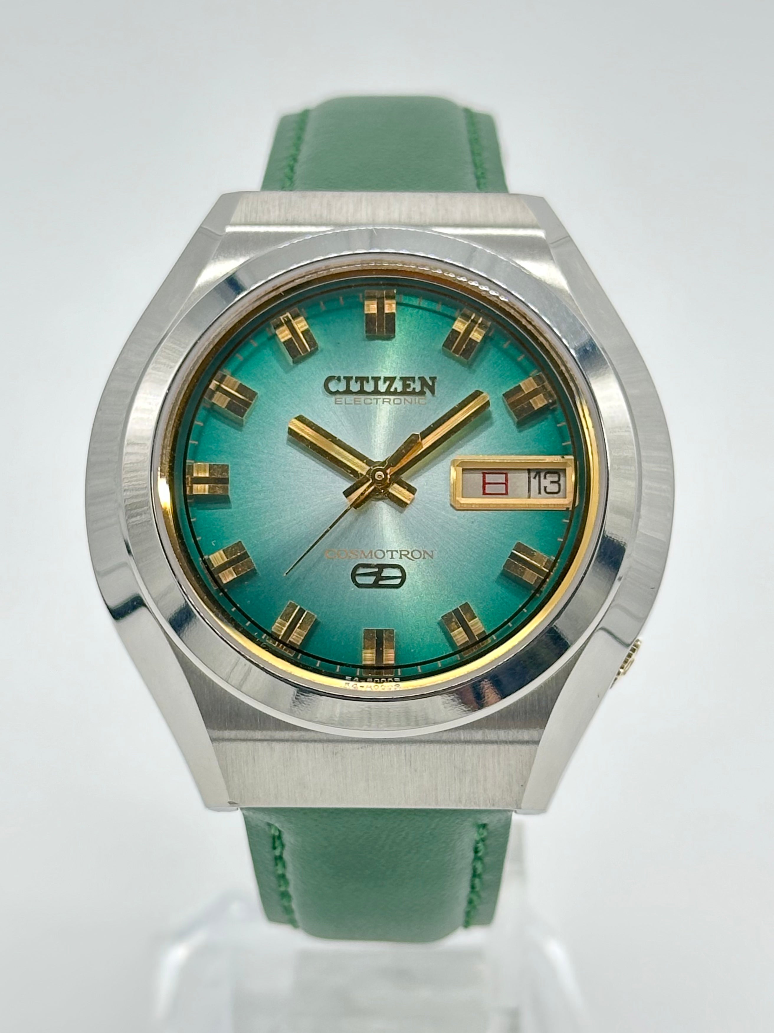 【時計/WATCH】シチズン コスモトロン エレクトリック 緑文字盤 電磁テンプ式 1970年代製