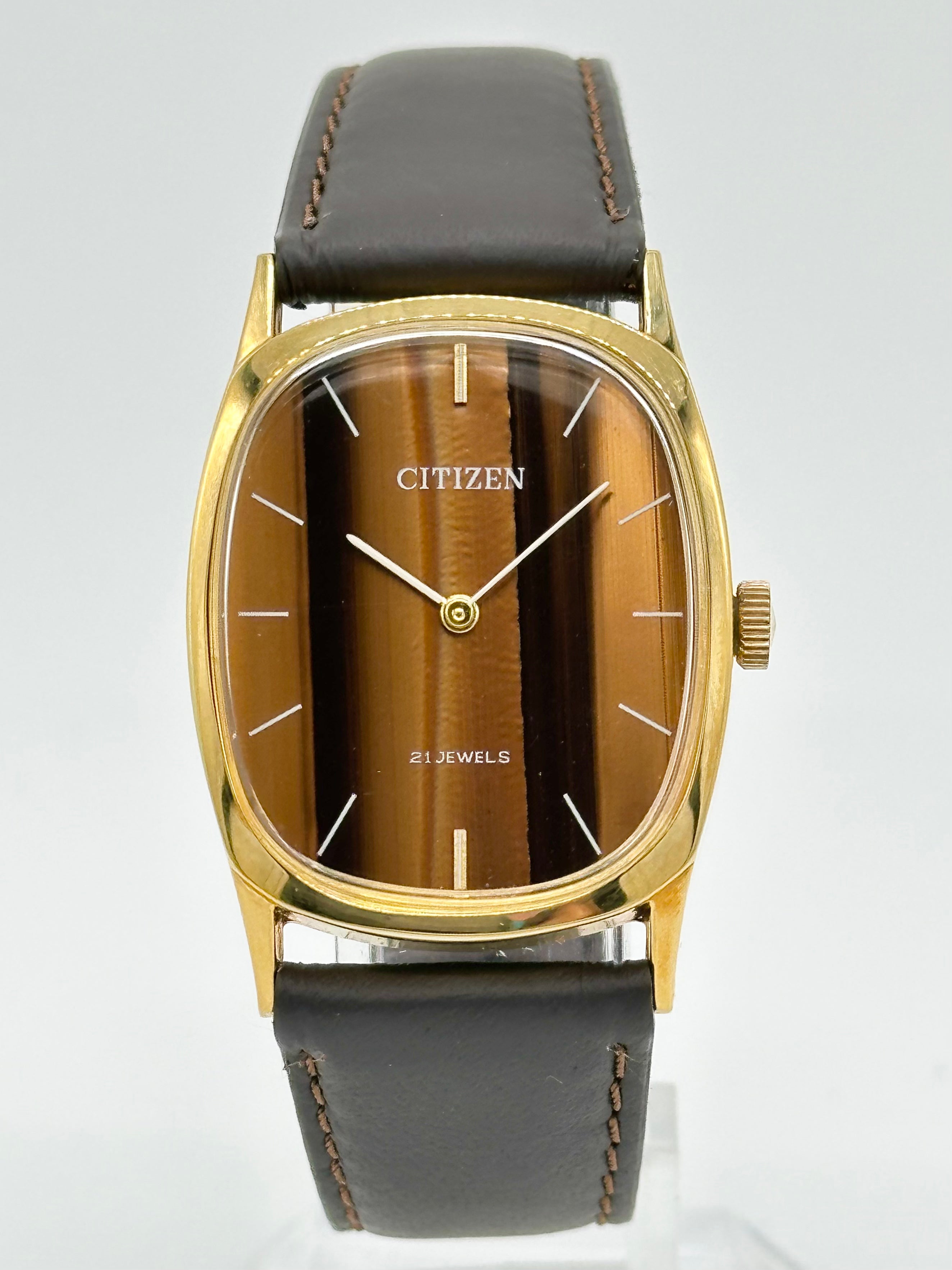 【時計/WATCH】シチズン オーバルケース タイガーアイ文字盤 2針 手巻き 21石 1970年代製