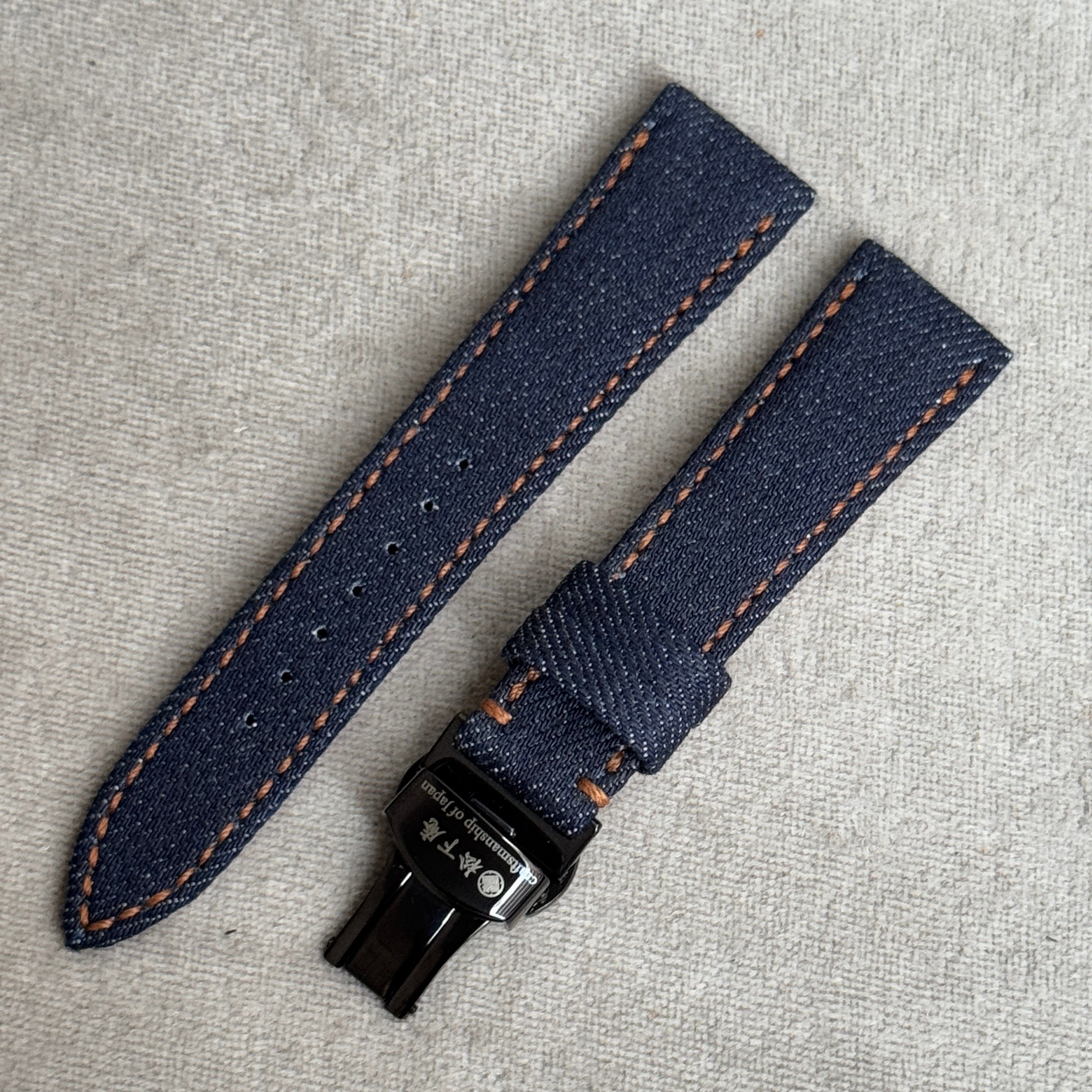 ビンテージ　ストラップ　極太　デニム生地　裏地レザー　金属バックル ビンテージ ストラップ 極太 デニム生地 裏地レザー 金属