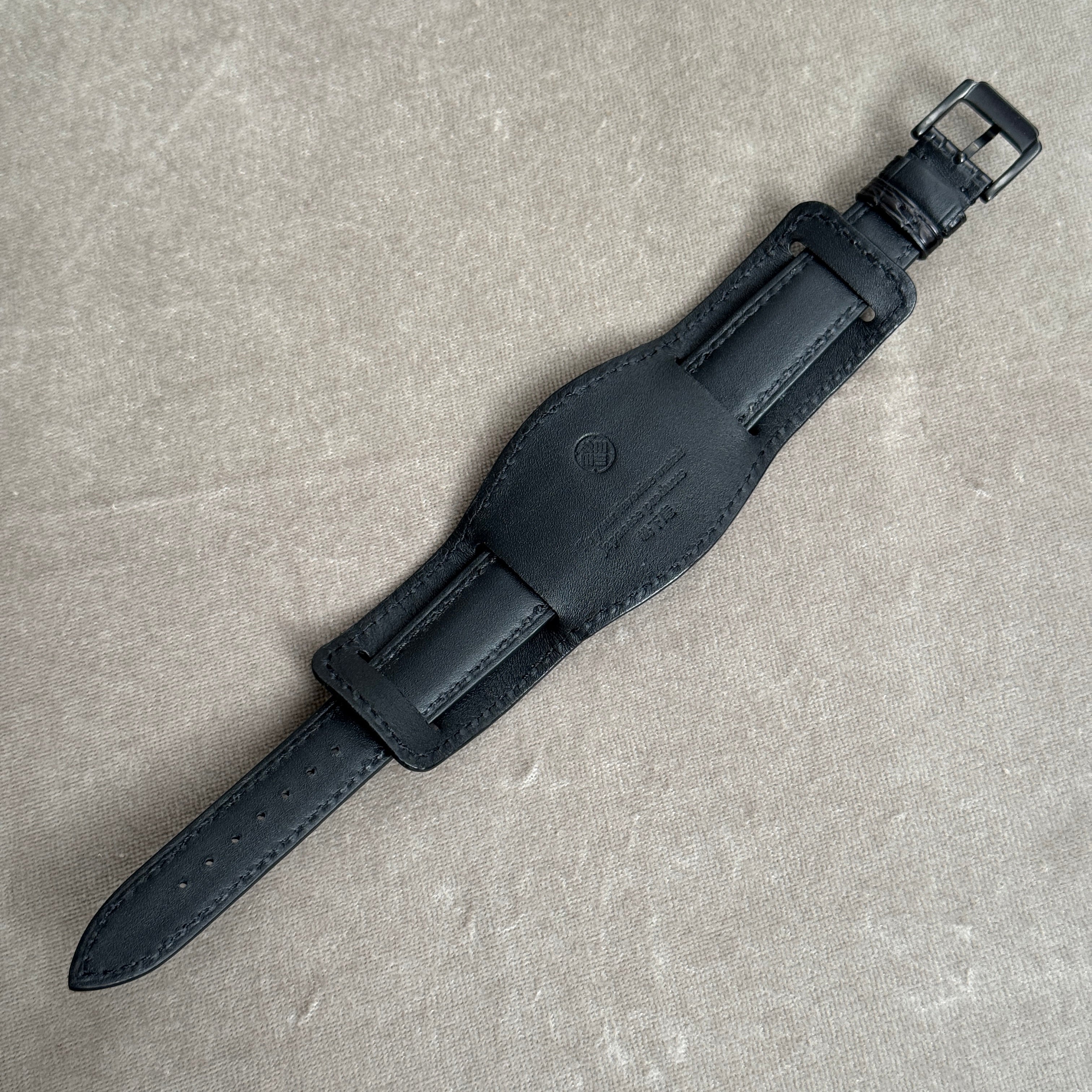 極美品✨謹製【松下庵】クロコ台座ベルト　マットダークネイビーラグ幅20ミリ 極美品✨謹製【松下庵】クロコ台座ベルト マットダークネイビー