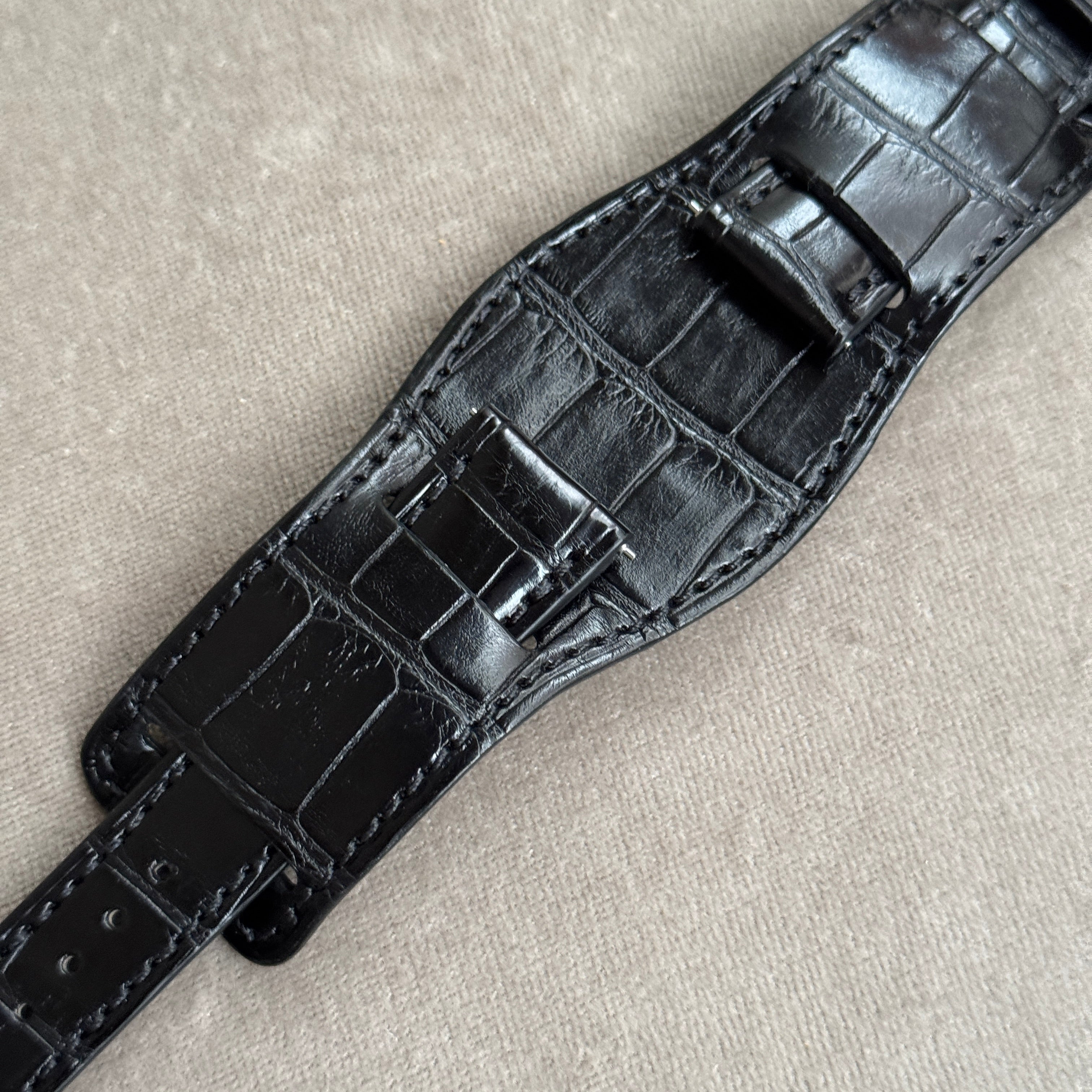 極美品✨謹製【松下庵】クロコ台座ベルト　マットダークネイビーラグ幅20ミリ 極美品✨謹製【松下庵】クロコ台座ベルト マットダークネイビー