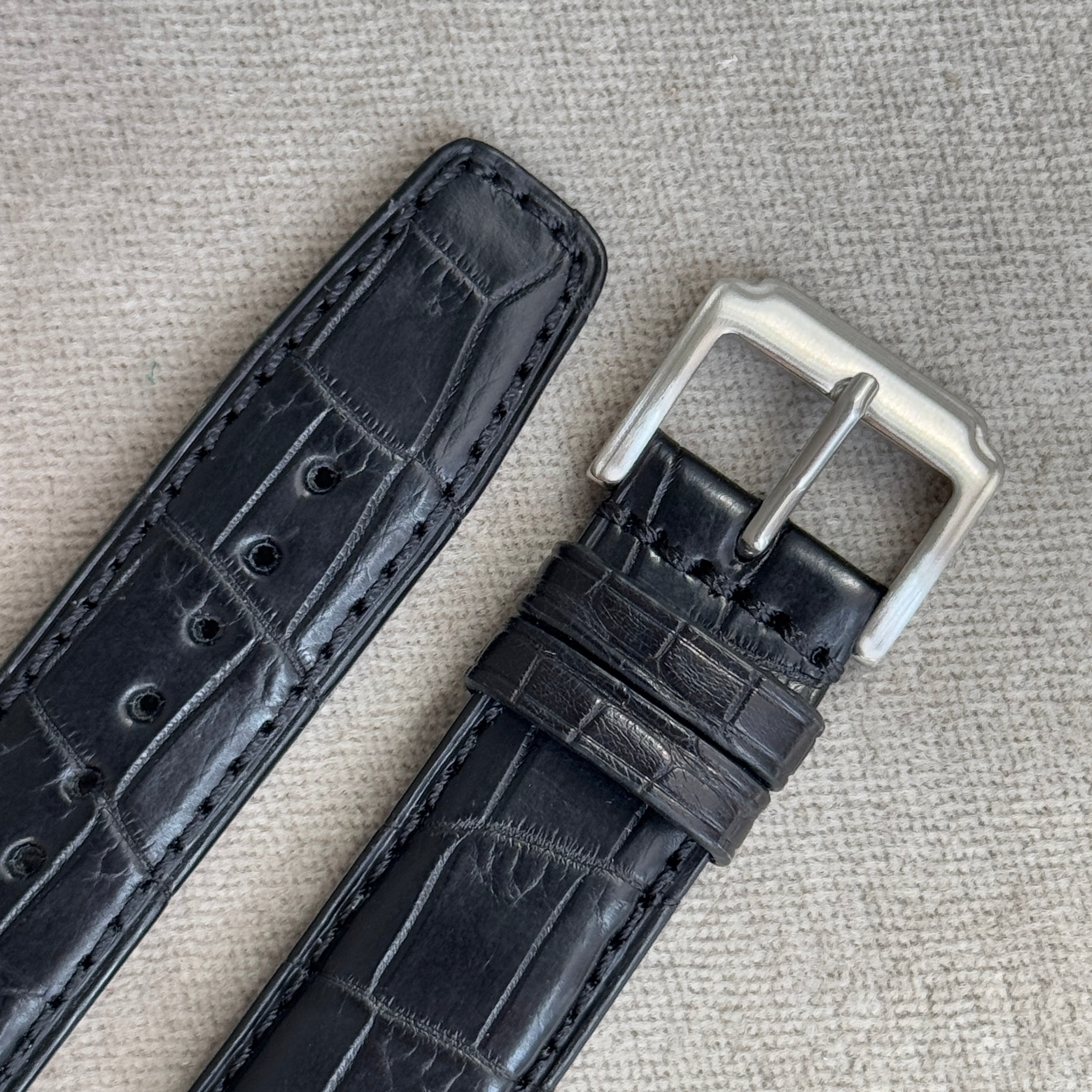 極美品✨謹製【松下庵】クロコ台座ベルト　マットダークネイビーラグ幅20ミリ 極美品✨謹製【松下庵】クロコ台座ベルト マットダークネイビー