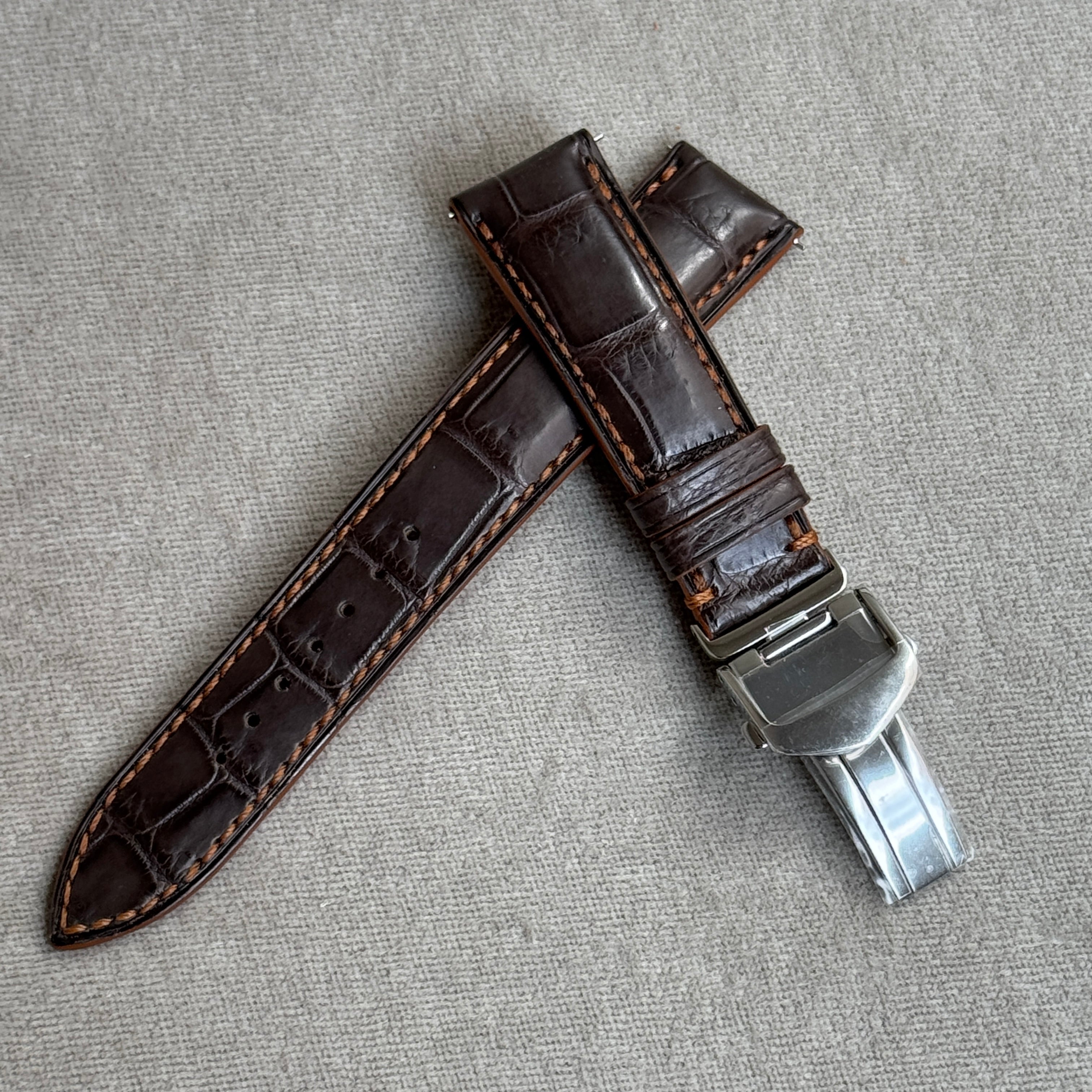 極美品✨謹製【松下庵】クロコ台座ベルト　マットダークネイビーラグ幅20ミリ 極美品✨謹製【松下庵】クロコ台座ベルト マットダークネイビー