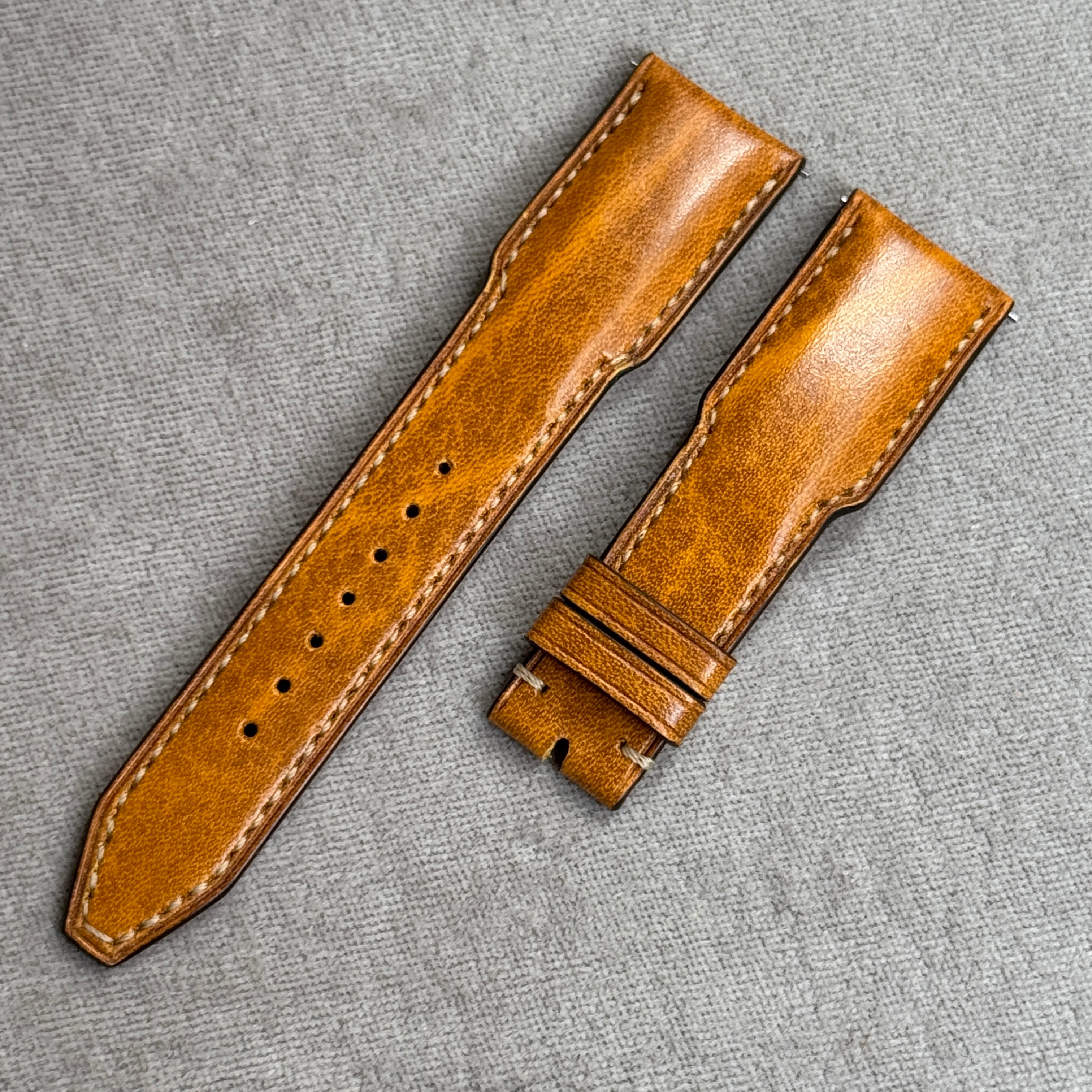 松下庵 レザーストラップ 26mm ナチュラル ステッチ仕上げ　パネライ 9678e6d532febf2954d7a77c2aff73