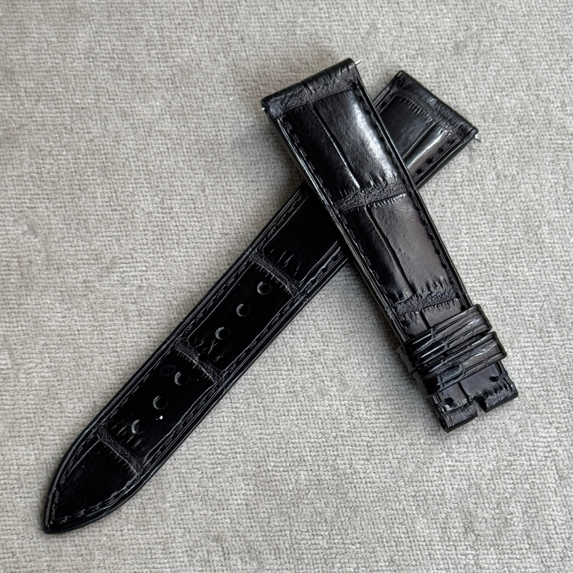 新品 クロコダイル ベルト Hバックル マット仕上げ 黒 替え 80～120cm  