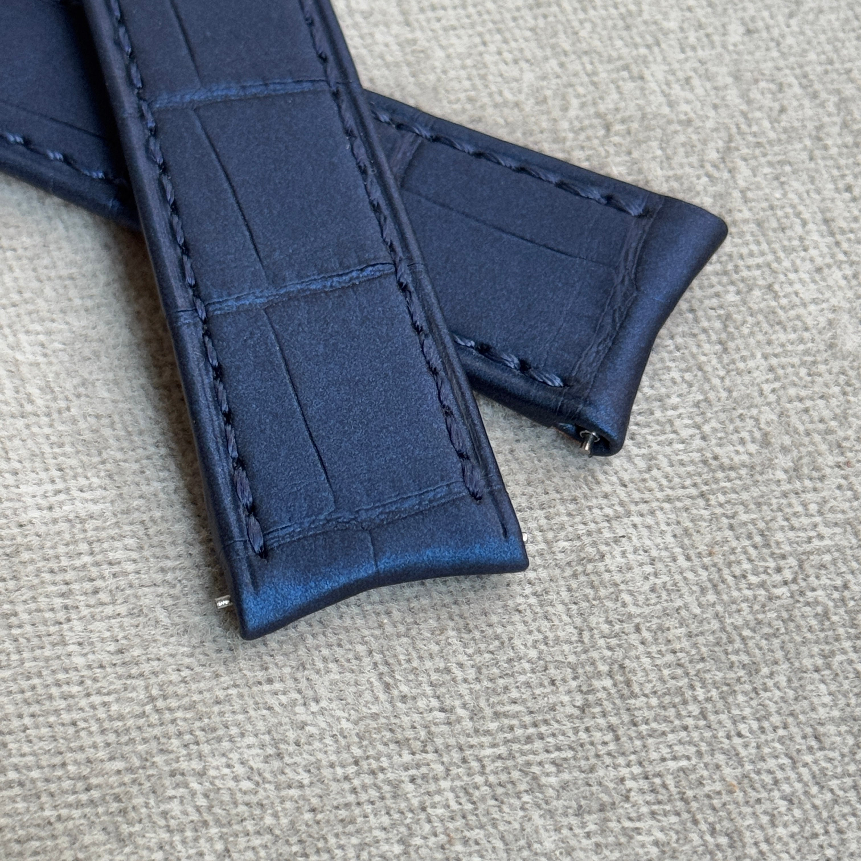 極美品✨謹製【松下庵】クロコ台座ベルト　マットダークネイビーラグ幅20ミリ 極美品✨謹製【松下庵】クロコ台座ベルト マットダークネイビー