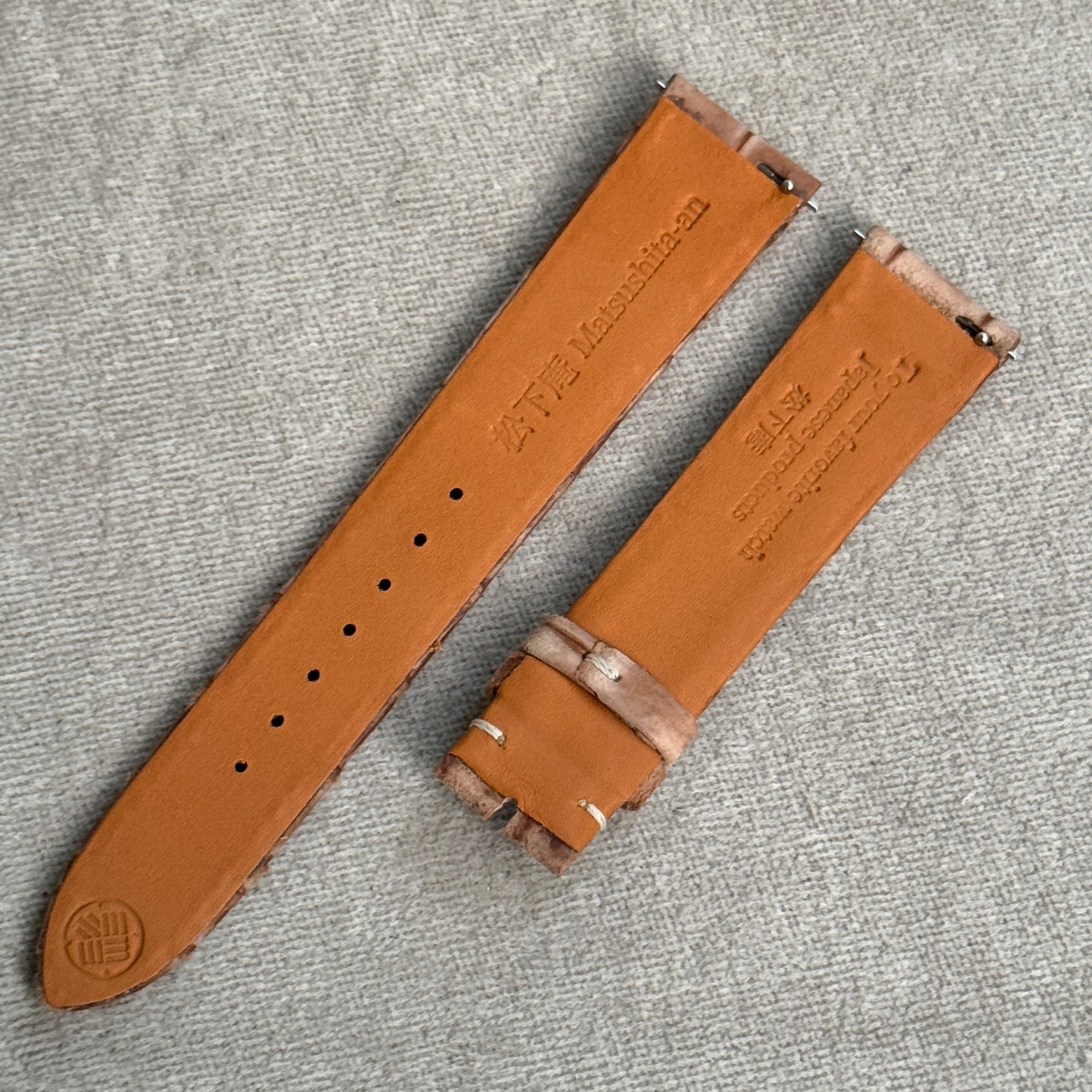 松下庵 レザーストラップ 26mm ナチュラル ステッチ仕上げ　パネライ 松下庵 レザーストラップ 26mm ナチュラル ステッチ仕上げ パネライ