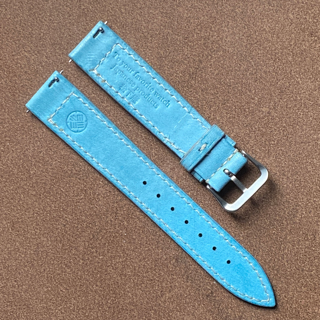 イタリアン・ヴィンテージ　ターコイズブルー　腕時計　革ベルト　ストラップ