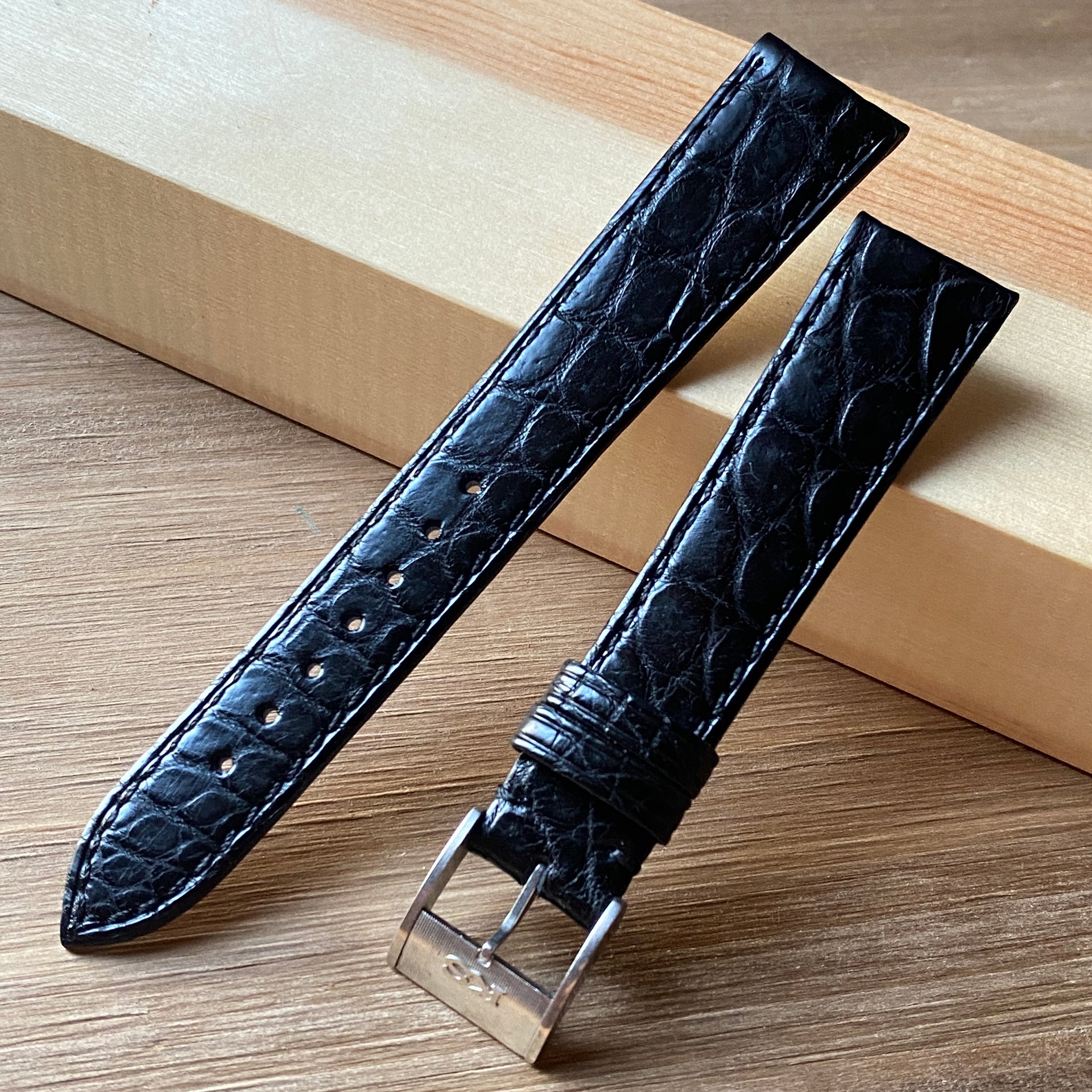 18-15mm キングセイコー純正尾錠付き 玉斑クロコダイル ブラック – 松下庵 